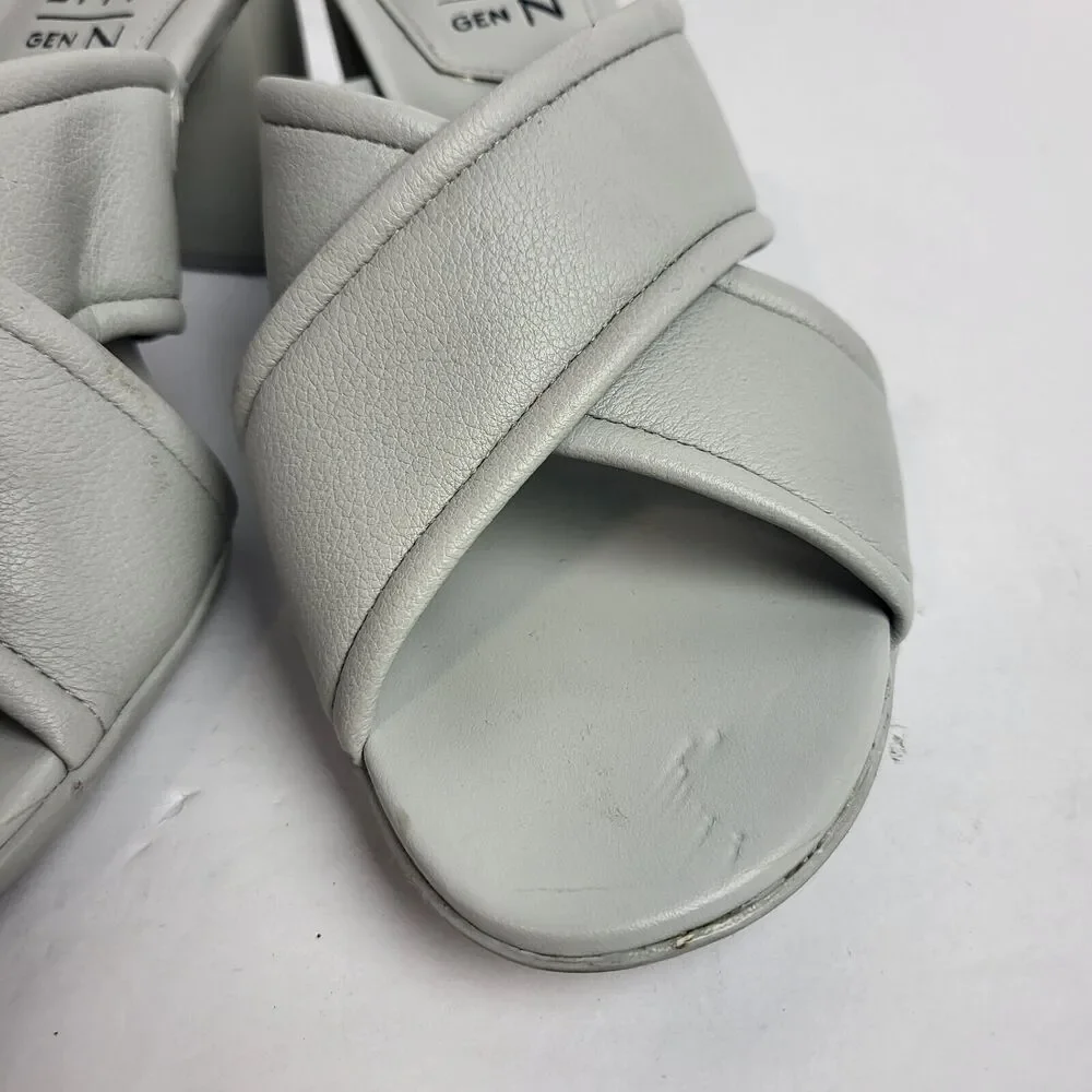 Naturalizer Women's Genn Rhythm Criss Cross Front Slip On Heels Shoes Gray 7.5
